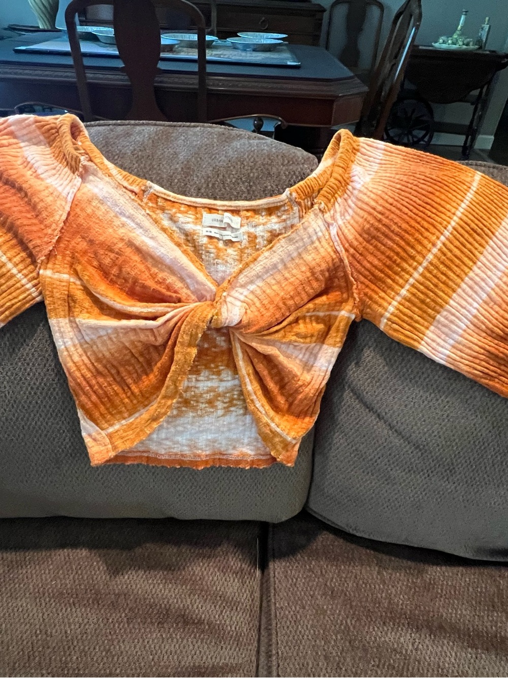 Urban Outfitters, Gold/Orange, Twist Front, Crop Top
